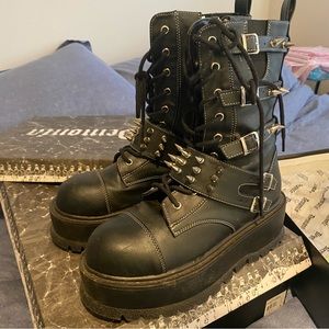 Demonia Slacker 165 Spiked Goth Combat Boots